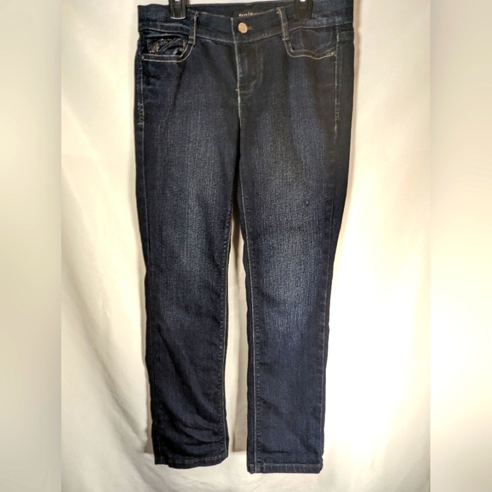 White House Black Market Low Rise Jeans Jeweled Back & Front Pockets Size 0